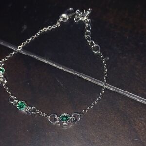 Elegant Silver and Green Bracelet